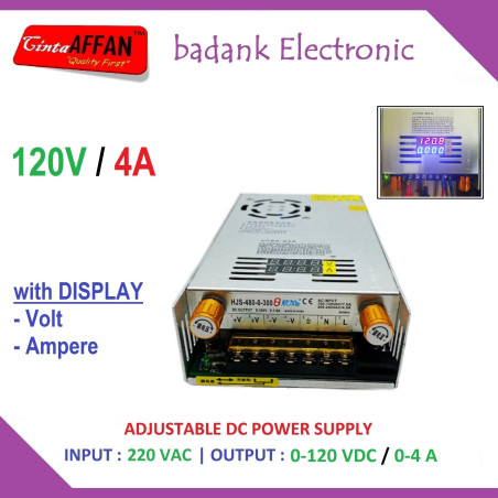 0-120V/0-4A Adjustable DC Power Supply with Display Volt Ampere